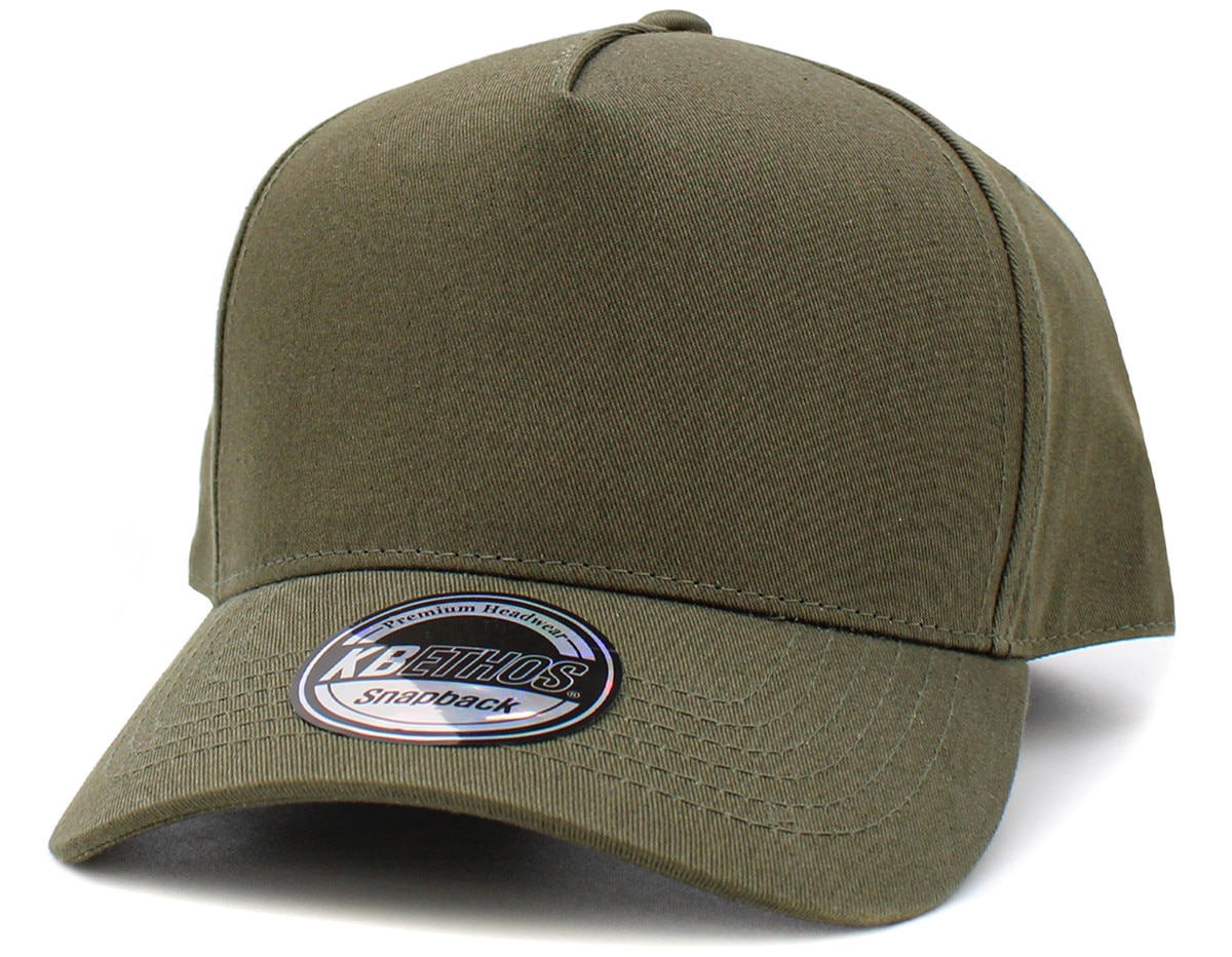 Olive Baseball 5 Panel Cap Front Side View